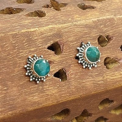 Brinco Indiano de Prata 925 com Esmeraldas - Sol