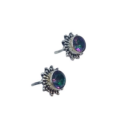 Brinco Indiano de Prata 925 com Topázio Místico - Sol