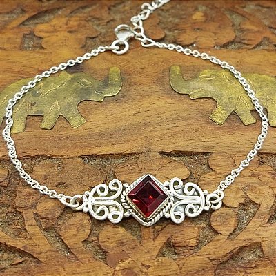 Pulseira de Prata 925 Granada - Charm