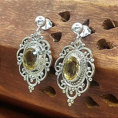 Brinco Prata 925 - Indiano - Citrino - Lançamento