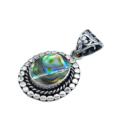 Pingente Prata 925 - Bali - Oval Abalone - Lançamento