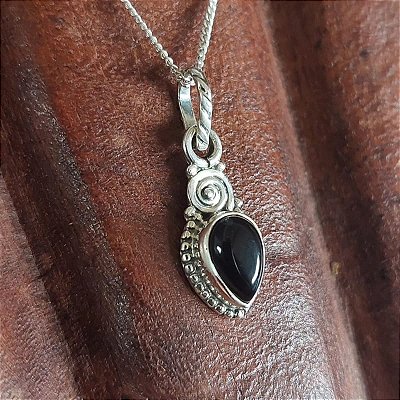 Pingente prata 925 - Ônix - Gota