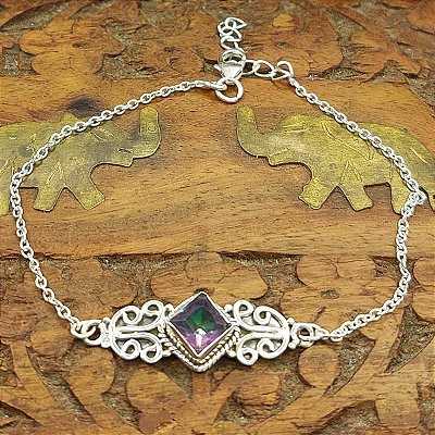 Pulseira de Prata 925 Topázio Místico - Charm
