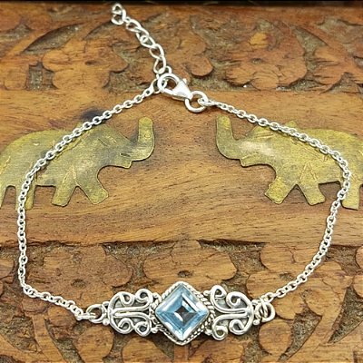 Pulseira Life de Prata 925 Topázio Azul