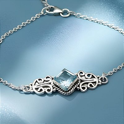 Pulseira Life de Prata 925 Topázio Azul