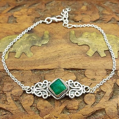 Pulseira Life de Prata 925 Esmeralda