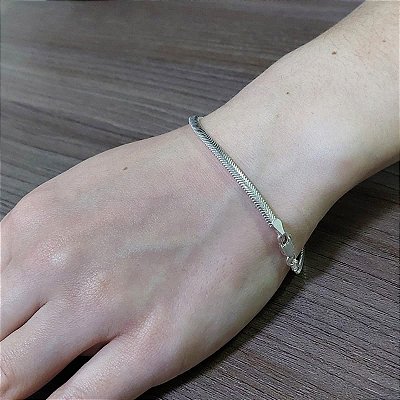 Pulseira de prata 925 - Lacraia 3,3mm x 18,5cm x 4gr