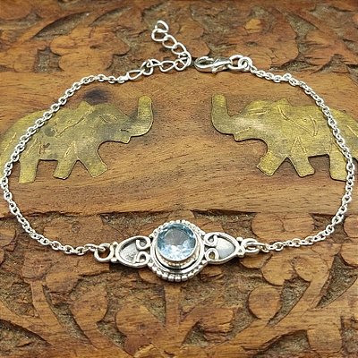 Pulseira de Prata 925 Topázio Azul - Charm
