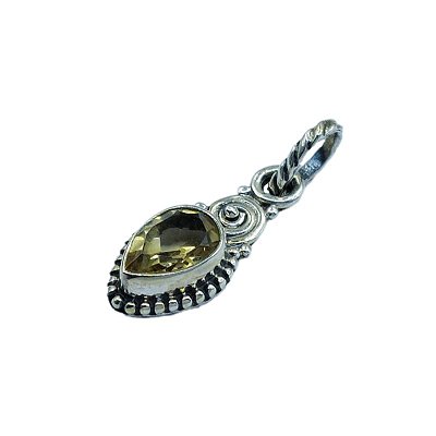 Pingente Gota Prata 925 pedra Citrino