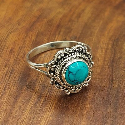 Anel Life mandala Prata 925 e Turquesa - lançamento Índia