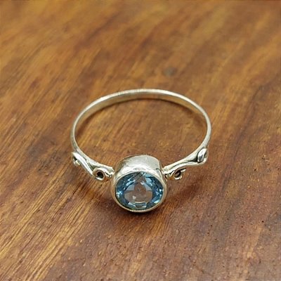 Anel Infinito Life Prata 925 e Pedra Topázio Azul