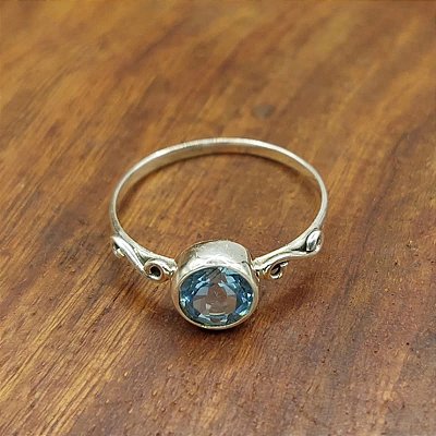 Anel Infinito Life Prata 925 e Pedra Topázio Azul