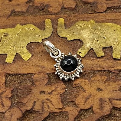 Pingente prata 925 Mandala - pedra Ônix - Artesanal