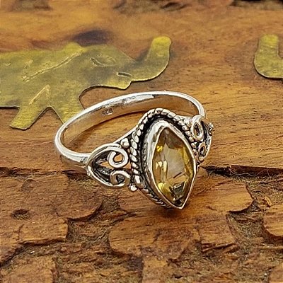 Anel Vintage de prata 925 - Citrino - Navete