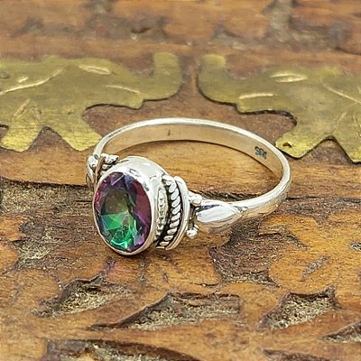Anel Prata 925 Charms Topázio Místico.
