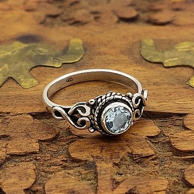 Anel Charms Prata 925 Topázio Azul - Lançamento