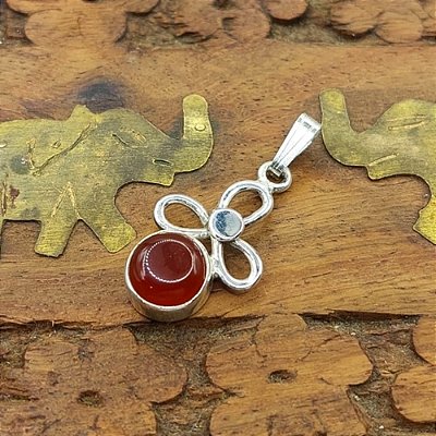 Pingente Prata 925 Charms Àgata Vermelha - Bali