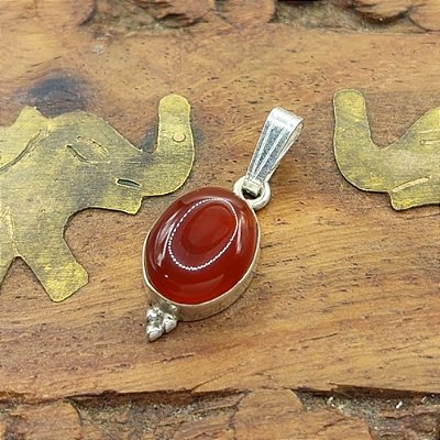 Pingente Bali Prata 925 Àgata Vermelha