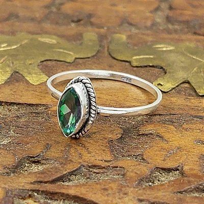 Anel Prata 925 Navete Topázio Místico