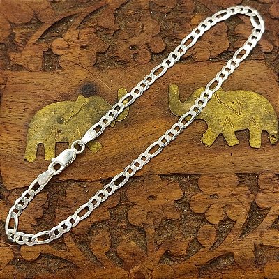 Pulseira Prata 925 3x1 Fígaro 3,4mm
