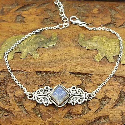 Pulseira de Prata 925 com Pedra da Lua Charms