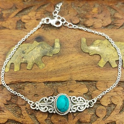 Pulseira de Prata 925 Life Turquesa
