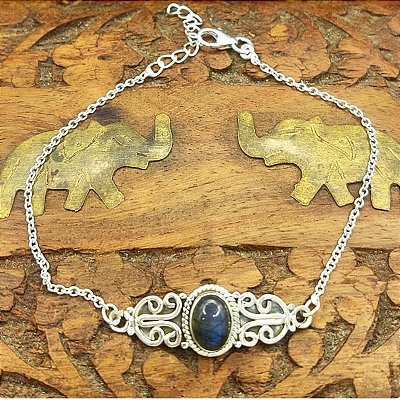 Pulseira Life de Prata 925 Labradorita
