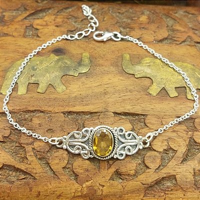 Pulseira de Prata 925 Citrino Charms