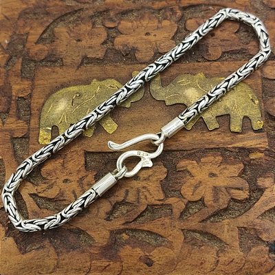 Pulseira Prata Bali 925 modelo Borobudur 3mm - 12GR