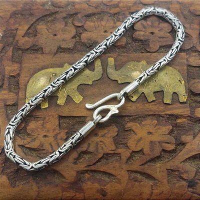 Pulseira Prata Bali 925 modelo Borobudur 3mm - 12GR