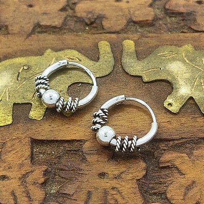 Brinco Argola Prata Bali 925 12mm