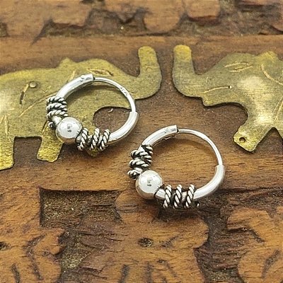 Brinco Argola Prata Bali 925 14mm