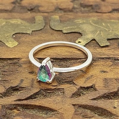 Anel Prata 925 com Topázio Místico Lapidado