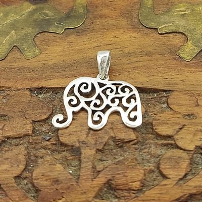 Pingente Prata 925 Elefante Indiano