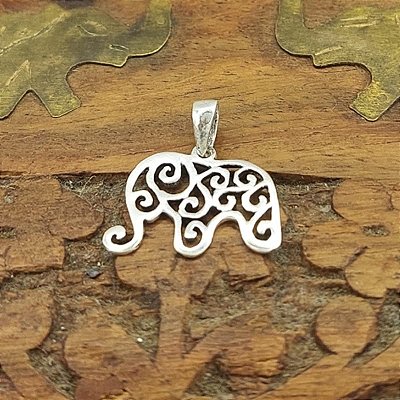 Pingente Prata 925 Elefante Indiano