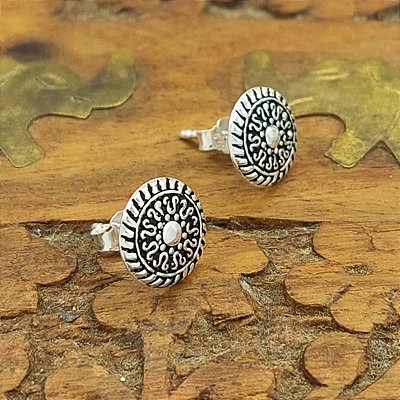 Brinco Prata 925 Mandala Indiano
