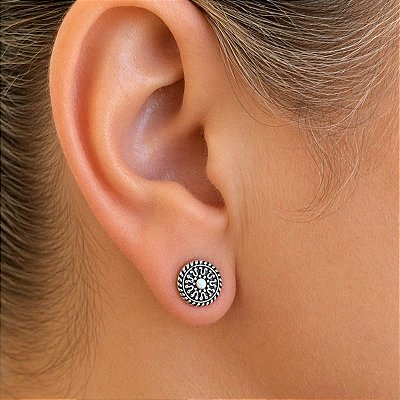 Brinco Prata 925 Mandala Indiano
