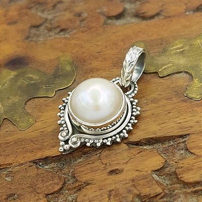 Pingente Prata 925 com Pérola Natural Artesanal