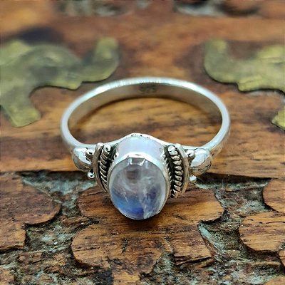 Anel de Prata 925 com Pedra da Lua Life - L002