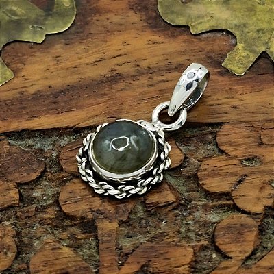 Pingente Prata 925 Pedra Labradorita Mandala