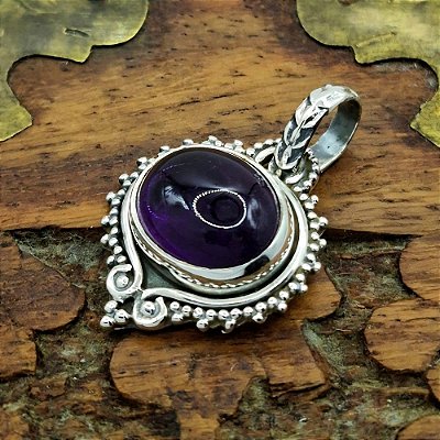 Pingente Indiano Prata 925 com Ametista Boho