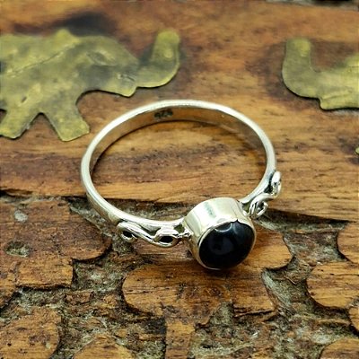 Anel Prata 925 Infinito Pedra Ônix Charms - O004