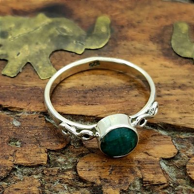 Anel Prata 925 Infinito Pedra Esmeralda Charms - E004