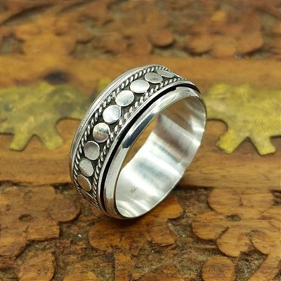 Anel Prata de Bali 925 Giratório - masculino artesanal - M005