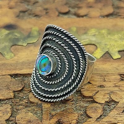 Anel de Prata Bali 925 e Abalone
