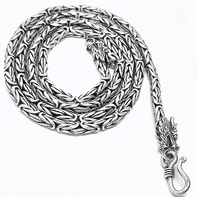 Corrente Bali 925 com Cabeça de Dragão Ponto Peruano