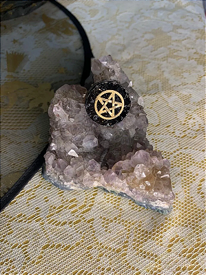 Anel de Orgonite com Turmalina Negra - Pentagrama