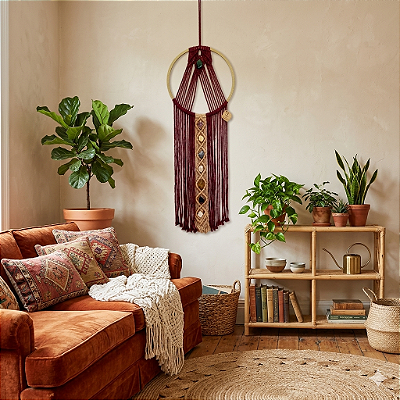 Painel em macramê 7 pedras dos chakras