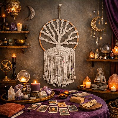 Painel em Macramê Árvore da Vida