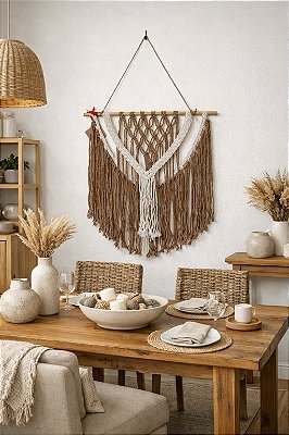 Painel em macramê com Olho de Tigre